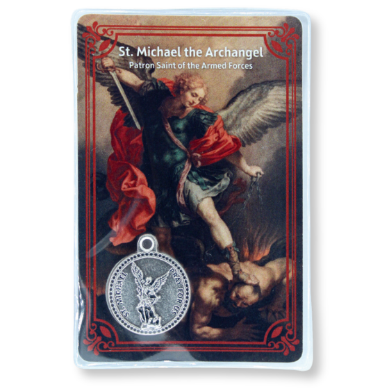 St. Michael the Archangel Laminated Prayer Card with Medal – Made in Italy *  (Minimum quantity purchase is 1)