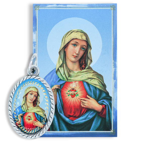 Immaculate Heart of Mary Medal (1 inch) and Picture Card *   (Minimum quantity purchase is 3)