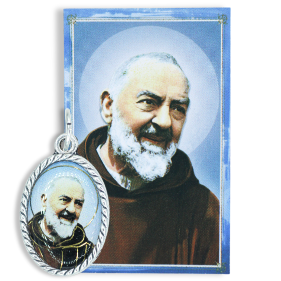 St Pio Medal (1 inch) and Picture Card *    (Minimum quantity purchase is 3)