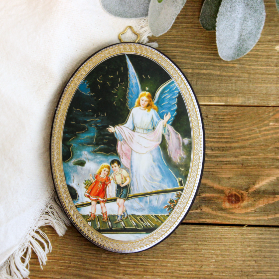 Guardian Angel Icon - Oval - 5 3/4"  * (Minimum quantity purchase is 1)