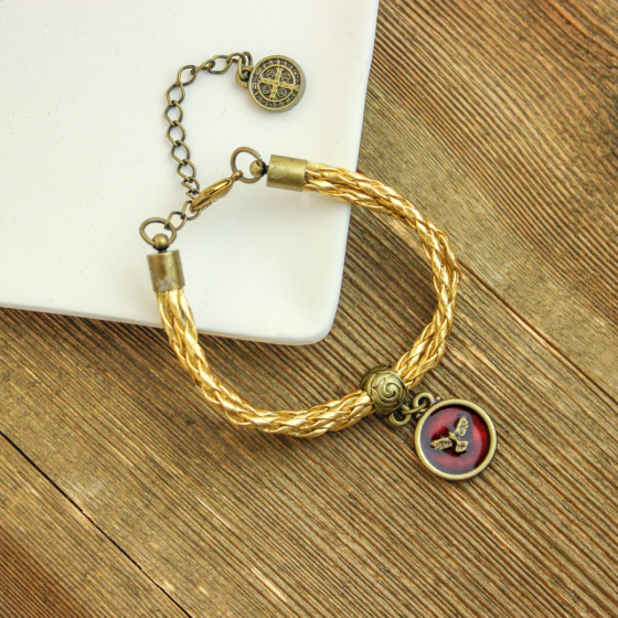 Bracelet with Holy Spirit and St Benedict Charms   (Minimum quantity purchase is 1)
