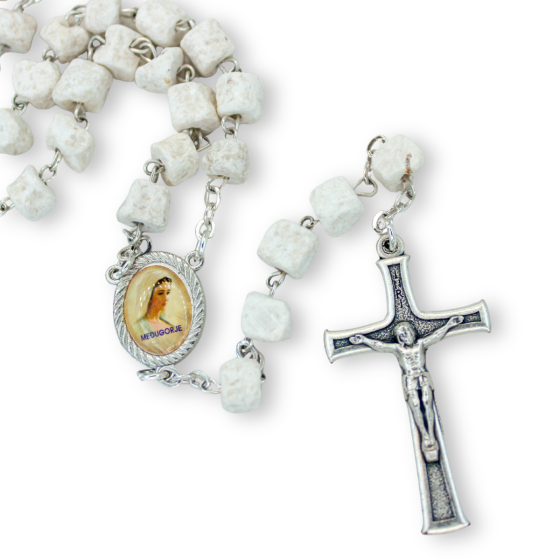 Our Lady of Medjugorje Rosary (Apparition Hill Rock Beads) – Made in Italy  (Minimum quantity purchase is 1)