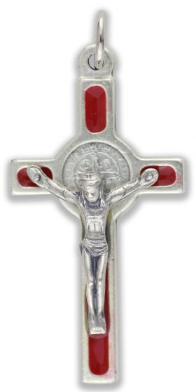   St Benedict Crucifix with Red Enamel 1.6 in.  (Minimum quantity purchase is 1)