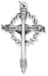 Crown of Thorns Crucifix Pendant – 2 1/4" Silver Oxidized, Made in Italy  * (Minimum quantity purchase is 1)