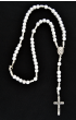 First Communion Rosary Necklace with White Wood Beads on White Cord, Boxed - 16.5   (Minimum quantity purchase is 1)