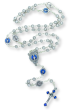 Miraculous Medal Metal Rosary (4mm Rosebud Beads & Blue Enamel Accents) with Keepsake Case – Made in Italy  (Minimum quantity purchase is 1)