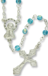  AB Aqua Blue (December) 4mm Glass Bead Rosary - 16"    (Minimum quantity purchase is 1)