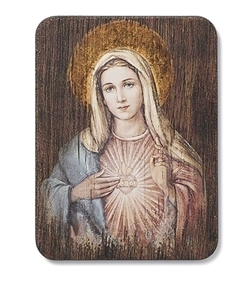 Immaculate Heart of Mary Wood Grain Wall Plaque – 8", Joseph’s Studio