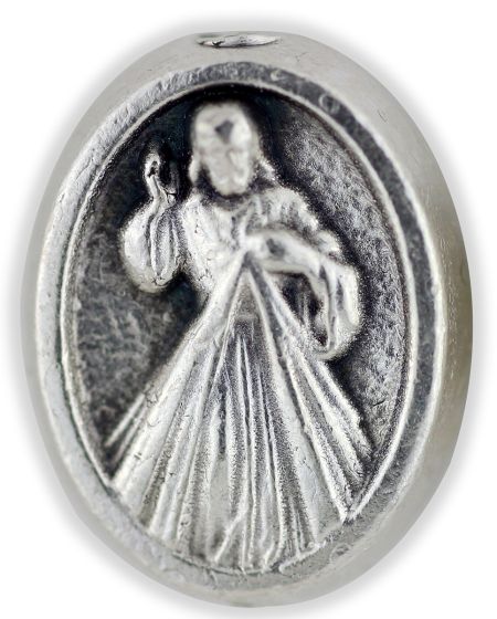  Our Lady of Medjugorje / Divine Mercy Metal Rosary Beads -12 pc.   (Minimum quantity purchase is 1)