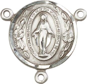 Sterling Silver Miraculous Rosary Center