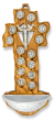 Stations of the Cross Holy Water Font (Cross-Shaped) – 6.5" Olivewood, Made in Italy   (Minimum quantity purchase is 1)
