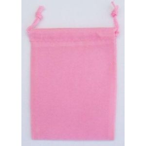 Pink Velvet Rosary Pouch - 4" x 5.5" Drawstring Velour Rosary Bag  * (Minimum quantity purchase is 3)