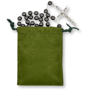  Hunter Green Velvet Rosary Pouch - 4" x 5.5" Drawstring Velour Rosary Bag *  (Minimum quantity purchase is 3)