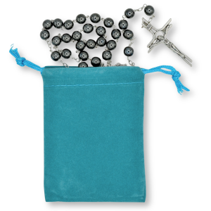 Robins Egg Blue Velvet Rosary Pouch - 4" x 5.5" Drawstring Velour Rosary Bag (Minimum quantity purchase is 1)