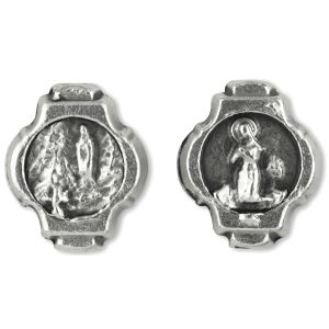 Our Lady of Lourdes Metal Rosary Beads - (10 mm, pkg 12) Silver Oxidized, Made in Italy   (Minimum quantity purchase is 1)