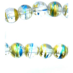  Clear with Green and Gold Accented Crystal Beads, 8 mm - Pkg. 60    (Minimum quantity purchase is 1)