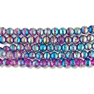  Accented Glass Crystal Beads, Pink, Blue, Silver - Pkg. 60  *  (Minimum quantity purchase is 5)