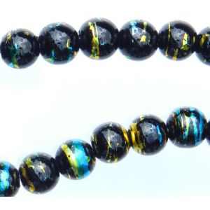 Blue, Black, & Gold Accented Glass 8mm Beads - Pkg 60 *   (Minimum quantity purchase is 5)
