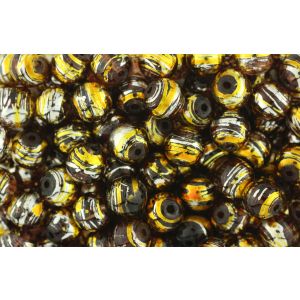   Accented Glass Beads, 8 mm Round Silver, Gold and Brown - 60 per pack   (Minimum quantity purchase is 1)