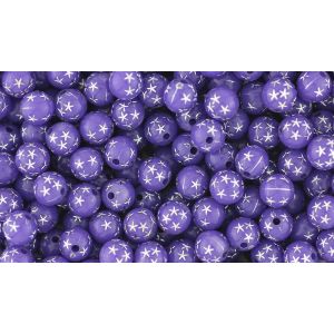 Purple Star Spangled Plastic Beads - 8 mm Round (Pack of 60)  *  (Minimum quantity purchase is 3)