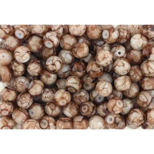 Brown and White Spun Glass 8mm Beads - Pkg 60 *  (Minimum quantity purchase is 3)