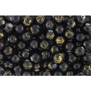 Black and Gold Swirl Glass Beads - 8 mm 60 PER PACK   (Minimum quantity purchase is 1)