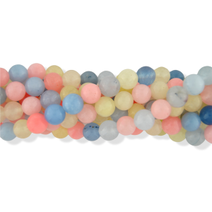 Dyed Jade Opaque Beads in Pale Blue, Pink and Yellow 8mm - Pkg 60    (Minimum quantity purchase is 1)