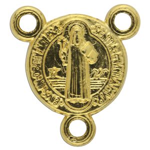 St Benedict Medal Mini Rosary Center - 1/2" Gold Plated, Made in Italy *  (Minimum quantity purchase is 3)