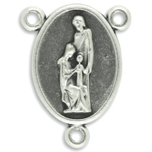 Holy Family Rosary Center (Holy Spirit Dove) – 3/4" Oval Silver Oxidized, Made in Italy * (Minimum quantity purchase is 3)