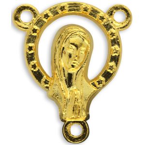  Mary with Crown of Stars Rosary Center Piece - Gold Plated     (Minimum quantity purchase is 2)
