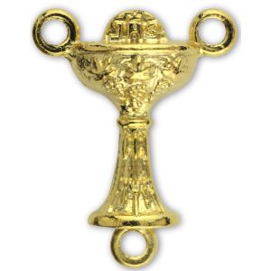 Holy First Communion Chalice Rosary Center - Gold Tone - 5/8"   (Minimum quantity purchase is 2)