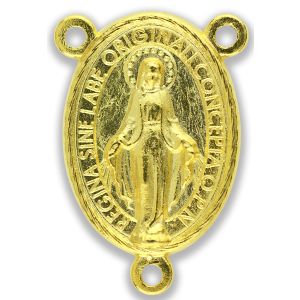   Miraculous Medal Oval Rosary Center - Gold plated 1 inch    (Minimum quantity purchase is 2)