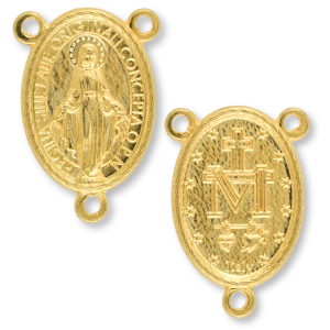 Miraculous Medal Rosary Centerpiece (Latin) – 1" Oval Gold Plated, Made in Italy * (Minimum quantity purchase is 3)
