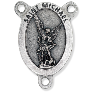St Michael the Archangel Oval Centerpiece - Silver Ox, 1-1/16"   (Minimum quantity purchase is 2)