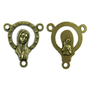   Madonna and Jesus Rosary Center Piece  - 11/16" Bronze (Minimum quantity purchase is 3)