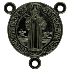 St Benedict Rosary Center Piece, Gun Metal Finish - 3/4 inch *   (Minimum quantity purchase is 5)
