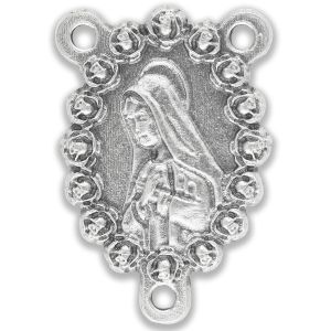 Mary in Prayer / Pray for Us Center Piece with a Border of Roses - 1"   (Minimum quantity purchase is 2)