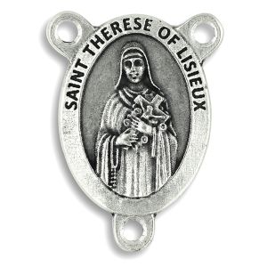 St Therese of Lisieux Oval Centerpiece - Silver Ox, 1-1/16"   (Minimum quantity purchase is 2)