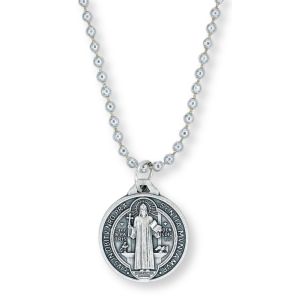 St Benedict Medal Necklace Unisex - 25" Stainless Steel Ball Chain * (Minimum quantity purchase is 1)