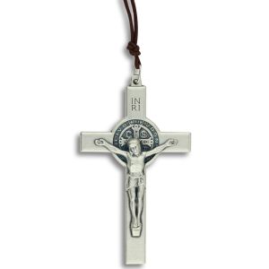 St Benedict Crucifix Pendant - Silver Ox, 3"  (Minimum quantity to purchase is 1)