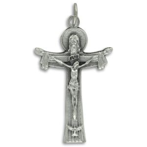 Holy Trinity Crucifix (Radiant Design) – 1 1/2" Silver Oxidized, Made in Italy *  (Minimum quantity purchase is 2)