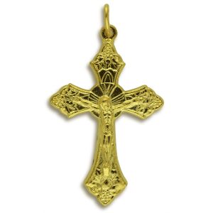 Grape and Vine Sunburst Crucifix -1 1/8" Gold Plated, Made in Italy * (Minimum quantity purchase is 2)