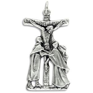 Calvary Crucifix with Mary & St John – 1 5/8" Silver Oxidized, Made in Italy  (Minimum quantity purchase is 1)