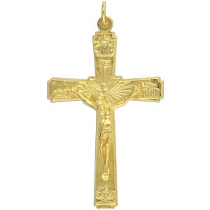 Holy Spirit Crucifix with the Four Major Papal Basilicas – 2" Gold Plated, Made in Italy *  (Minimum quantity purchase is 2)