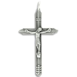 Lined Crucifix  - 2 1/4" Large Silver Oxidized, Made in Italy  (Minimum quantity purchase is 1)