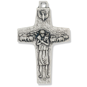 Pope Francis Good Shepherd Cross – 2" Silver Oxidized, Made in Italy  (Minimum quantity purchase is 1)