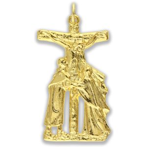  Stations of the Cross Pieta Crucifix, Gold Tone - 1 5/8" (Minimum quantity purchase is 1)