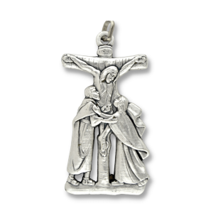 Calvary Crucifix (Mary & St. John) – 2.5" Large Silver Oxidized, Made in Italy  *  (Minimum quantity purchase is 1)