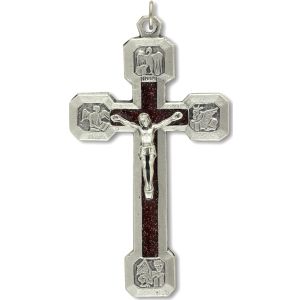  Large Stations of the Cross Crucifix - Red Inlay - 2.5"    (Minimum quantity purchase is 1)