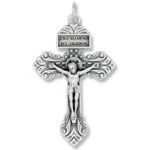 Pardon Crucifix II - 1 5/8" Silver Oxidized, Made in Italy *   (Minimum quantity purchase is 1)